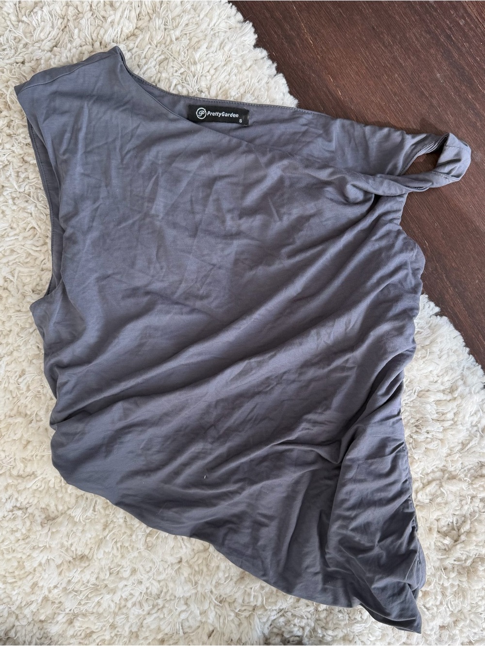 Dark Grey Twist Asymmetrical Top